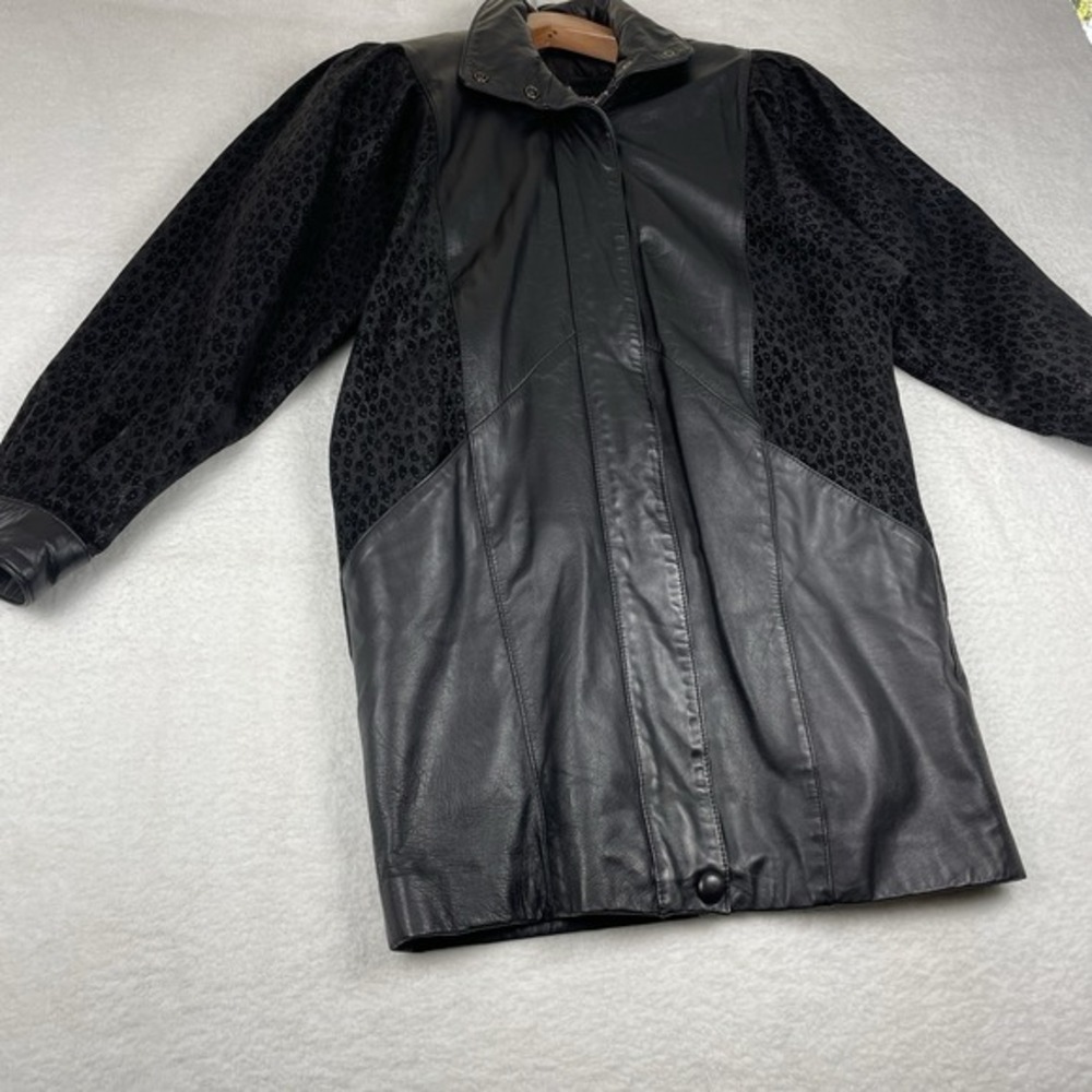 VTG Wilson's Leather Coat SZ XS Thinsulate Trench‎ Full Zip 80s 90s Animal Biker - Picture 14 of 17